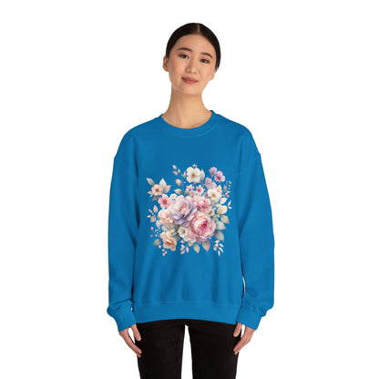 Floral Crewneck Sweatshirt, Cozy Floral Sweatshirt for Spring, Gift for Her, Women's Floral Top, Pastel Floral Sweatshirt