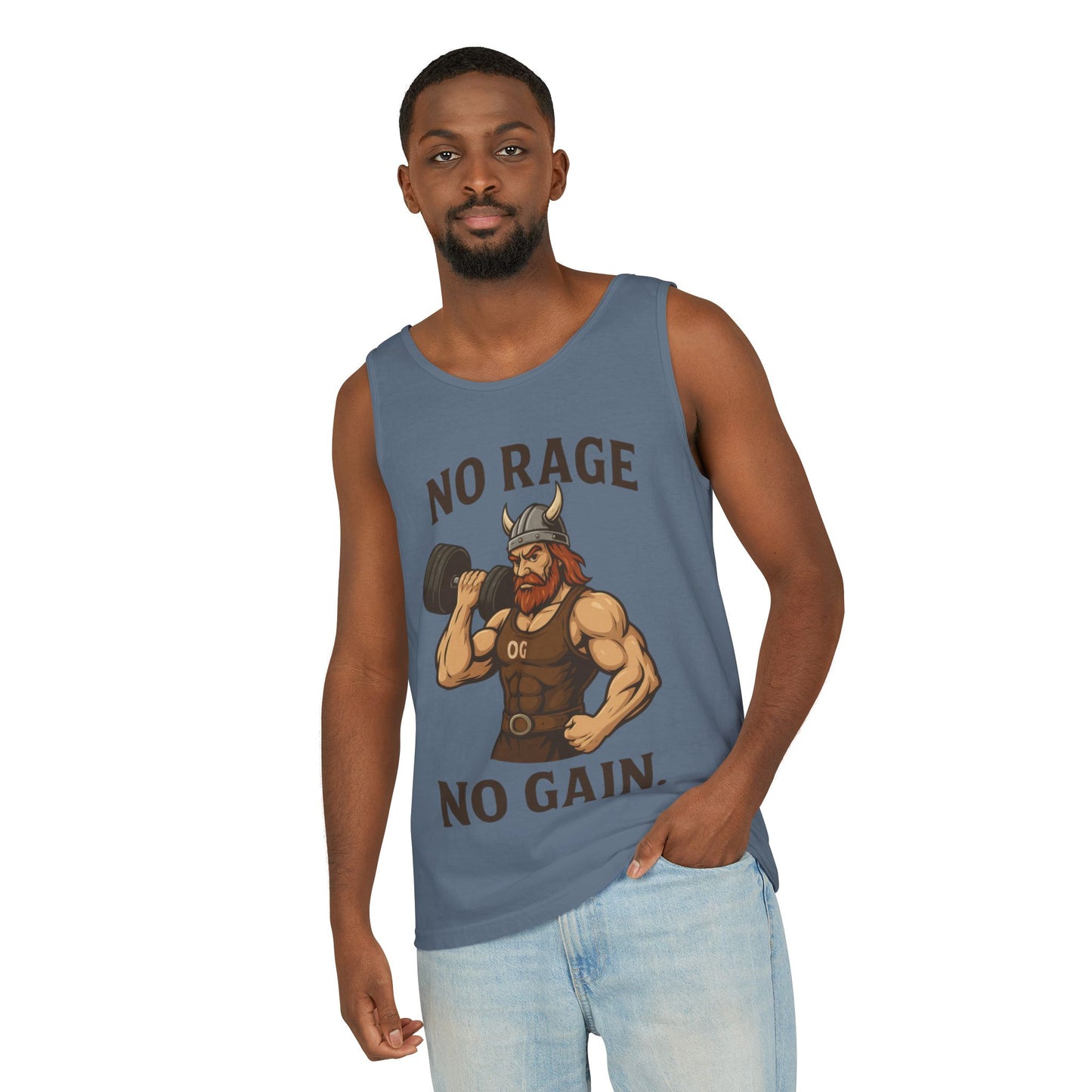 No Rage No Gain Viking Gym Tank Top, Funny Muscle Workout Tee, Barbarian Fitness Tank for Men, Gym Wear, Workout Gear, Casual Summer Outfit