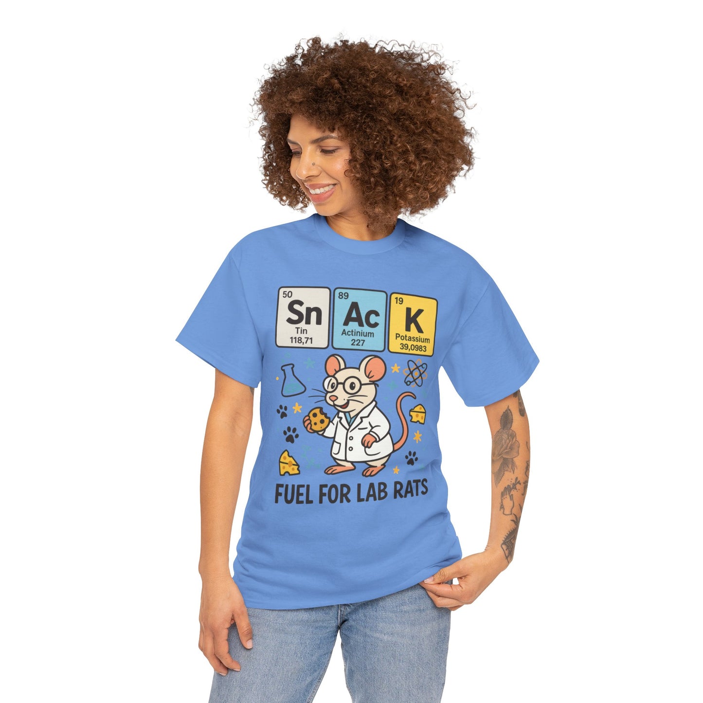 Funny Womens Science T-Shirt,Periodic Table Tee, Fuel for Lab Rats Nerdy Shirt, Gifts for STEM Lovers, Quirky Science Apparel