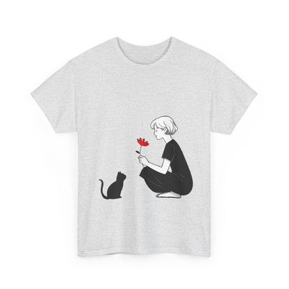 Cat Lover's Heavy Cotton Tee, Cute Cat Shirt, Pet Owner Gift, Animal Lover Apparel, Birthday Gift for Her, Women's Cotton T-Shirt, Cat Lover