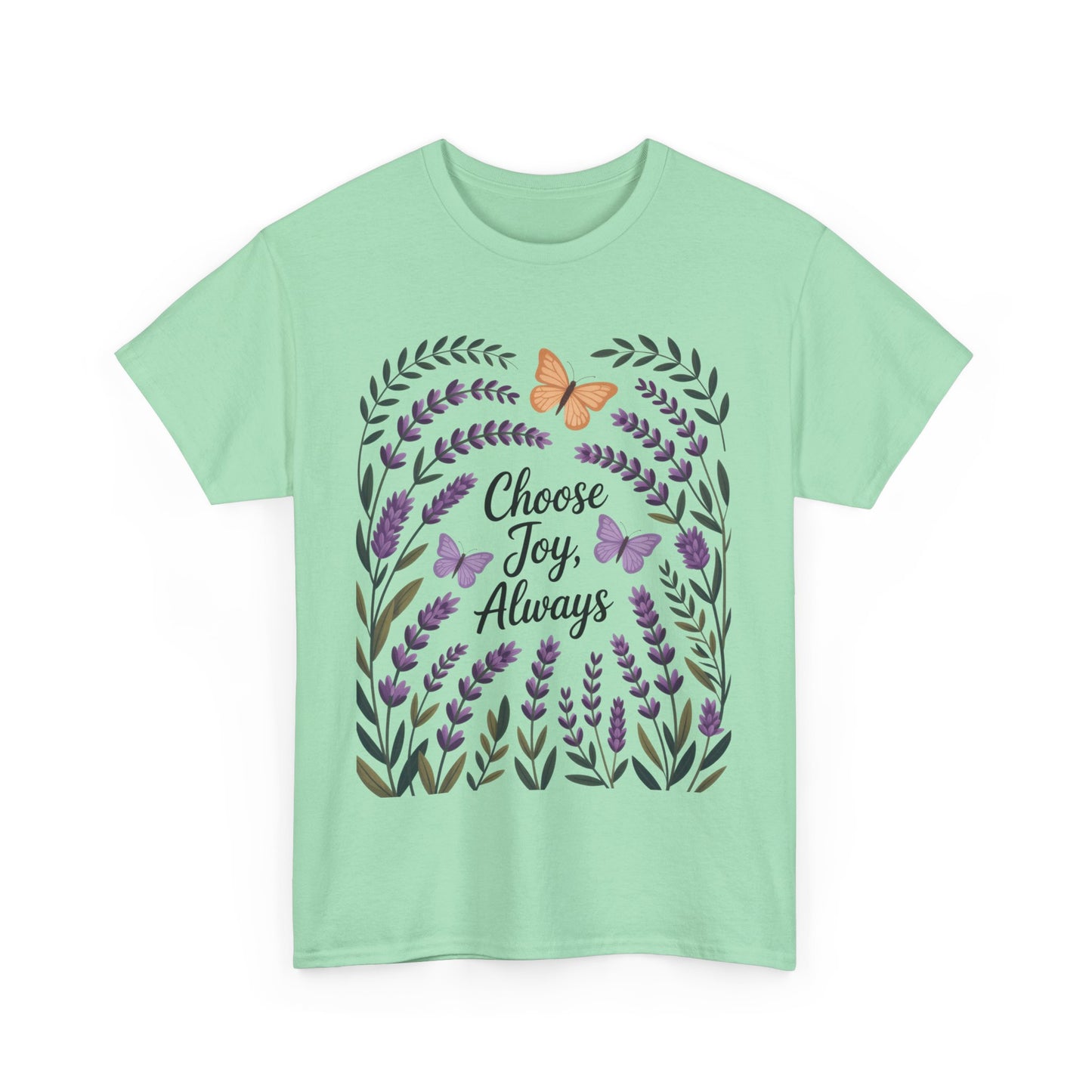 Choose Joy Always Women's Tee, Floral Graphic T-Shirt, Inspirational Gifts, Positive Vibes Apparel, Nature Lover's Gift, Lavender Printed