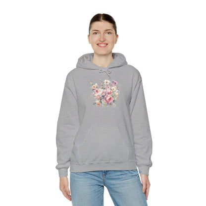 Floral Comfort Hoodie, Cozy Sweatshirt for Women, Spring Fashion, Gift for Her, Casual Everyday Wear, Soft Pastel Flower Print Sweatshirt