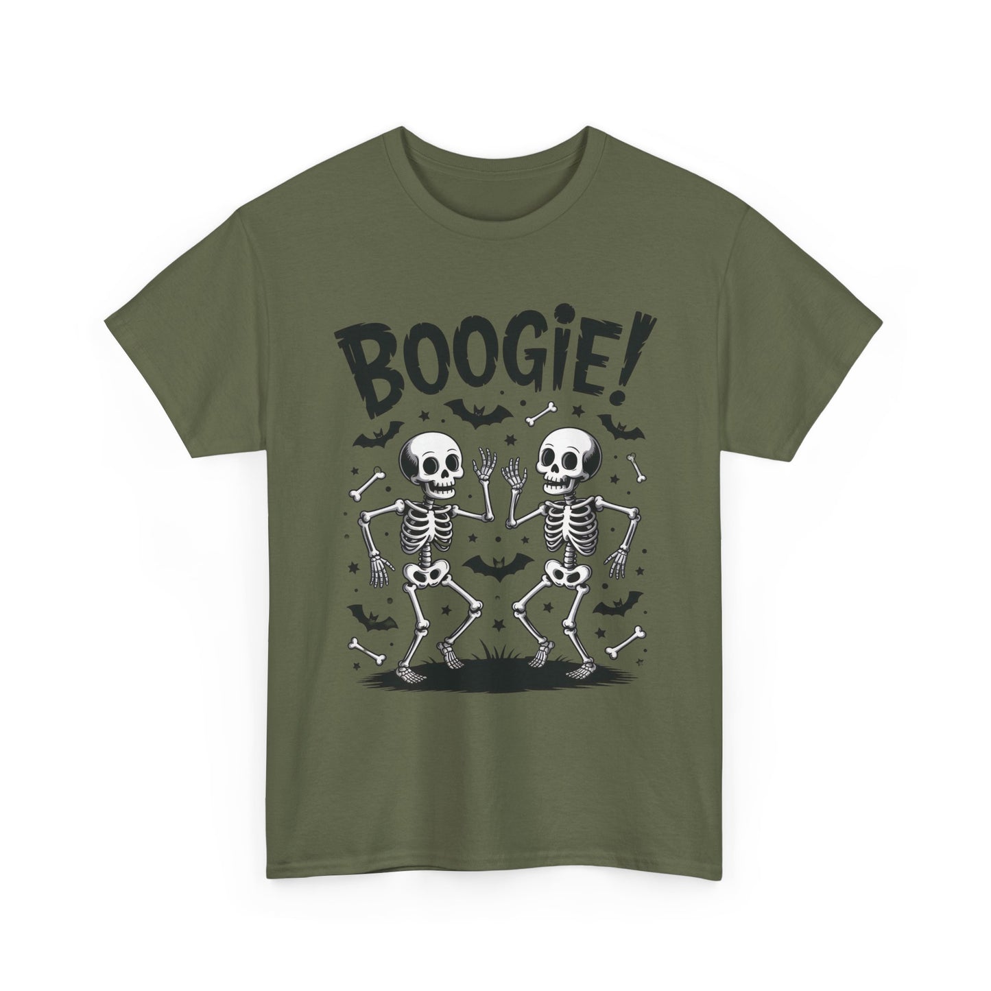BOOGIE! Dancing Skeleton Halloween Mens's T-Shirt, Funny Spooky Graphic Tee for Men, Men'sHeavy Cotton Tee