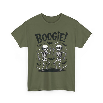 BOOGIE! Dancing Skeleton Halloween Mens's T-Shirt, Funny Spooky Graphic Tee for Men, Men'sHeavy Cotton Tee