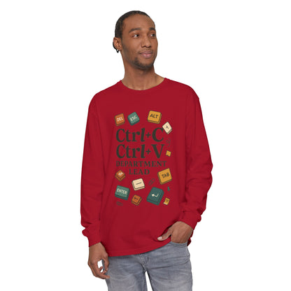Graphic Long Sleeve Tee, Ctrl+C Ctrl+V Department Lead, Funny Office Humor Shirt, Programmer Gift, Tech Nerd Tee, IT Department Apparel