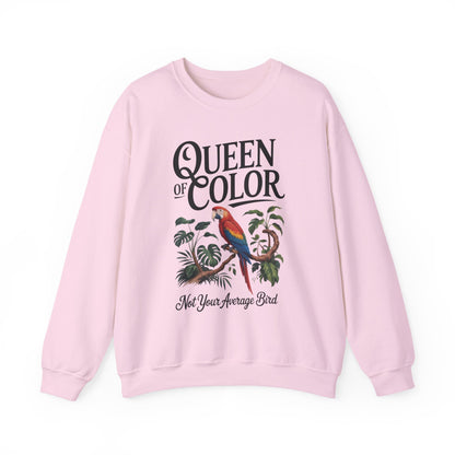 Vibrant Crewneck Womens Sweatshirt, Colorful Apparel, Bird Design, Cozy Layering, Gift for Nature Lovers, Fun Fashion