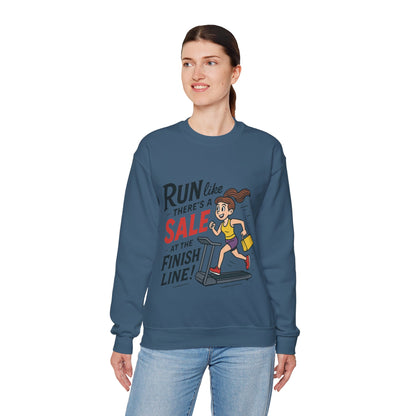 Run Like Theres a SALE at the Finish Line! Womens Sweatshirt, Funny Shopping Pullover, Treadmill Runner Gift for Her, Sale Humor Tee