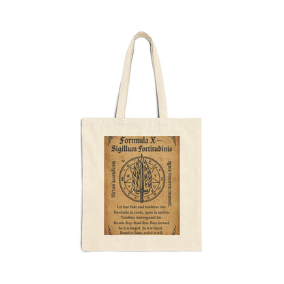 Sigil of Strength Tote Bag, Courage & Flame Symbol, Mystic Sword Ward, Witchy Canvas Bag, Fire Spell Art, Witchy Decor, Mystical Sigil Tote