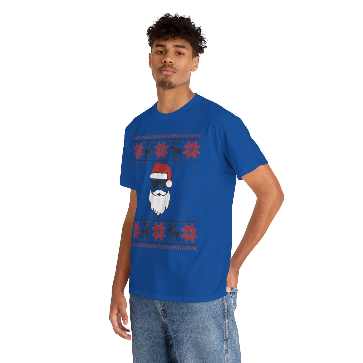 Cool Santa Men's T-Shirt, Funny Christmas Tee, Retro Knit Pattern Holiday Shirt