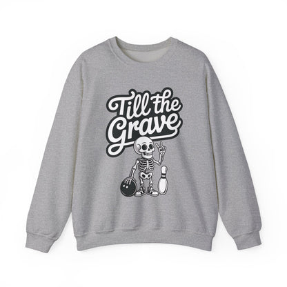 Funny Skeleton Bowling Mens Pullover, Halloween Apparel, Funny Skeleton Bowling Shirt, Casual Mens Crewneck, Cool Bowler Skull Crewneck
