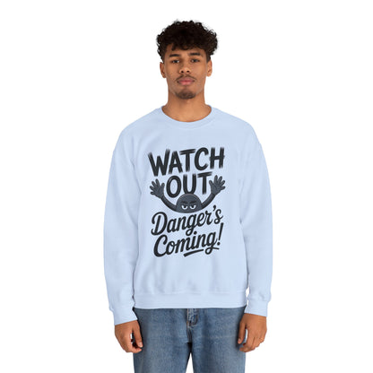Mens Casual Crewneck Sweatshirt with Warning Message, Funny Gift for Friends, Cozy Layer for Everyone, Great for Halloween, Fall