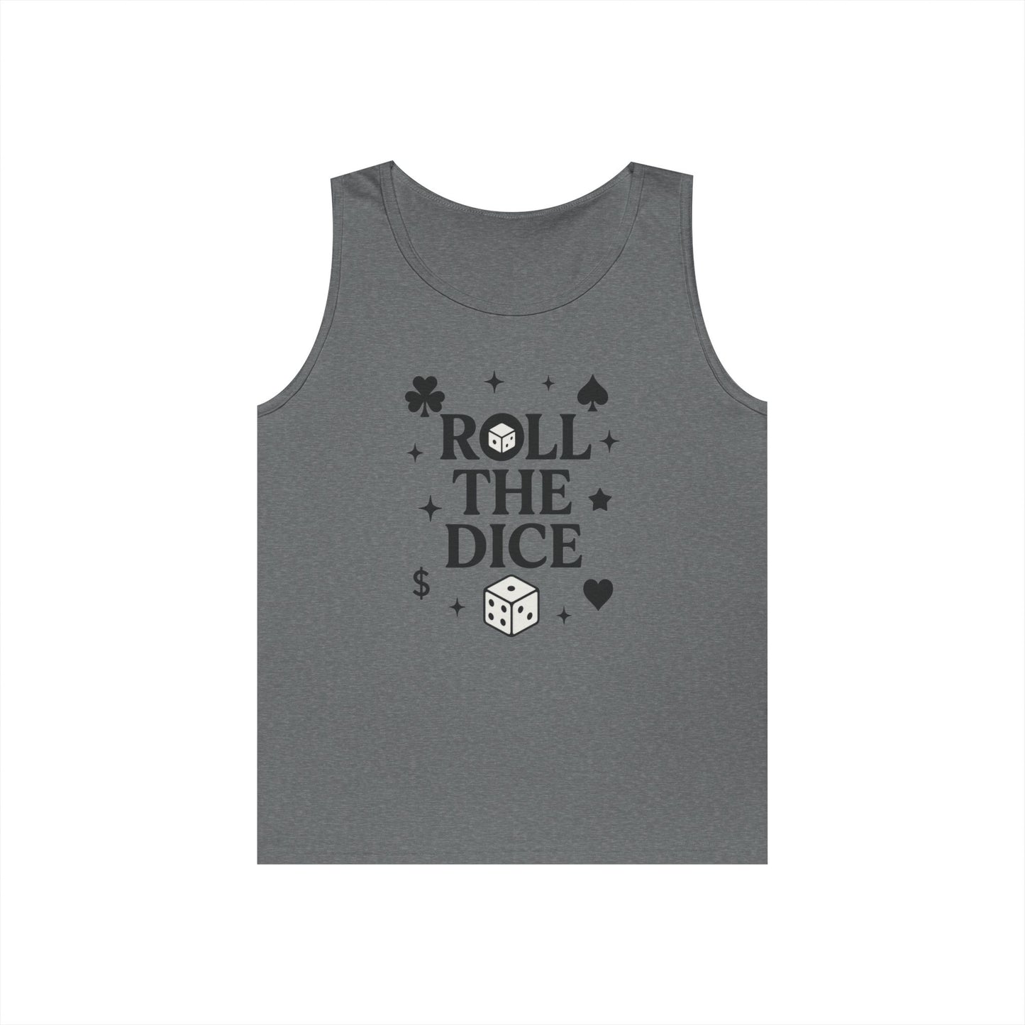 Playful Dice Tank Top, Mens Heavy Cotton Gaming Apparel, Casual Wear, Party Outfit, GYM Lover Gift, Summer Essential
