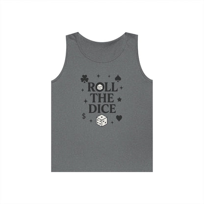 Playful Dice Tank Top, Mens Heavy Cotton Gaming Apparel, Casual Wear, Party Outfit, GYM Lover Gift, Summer Essential