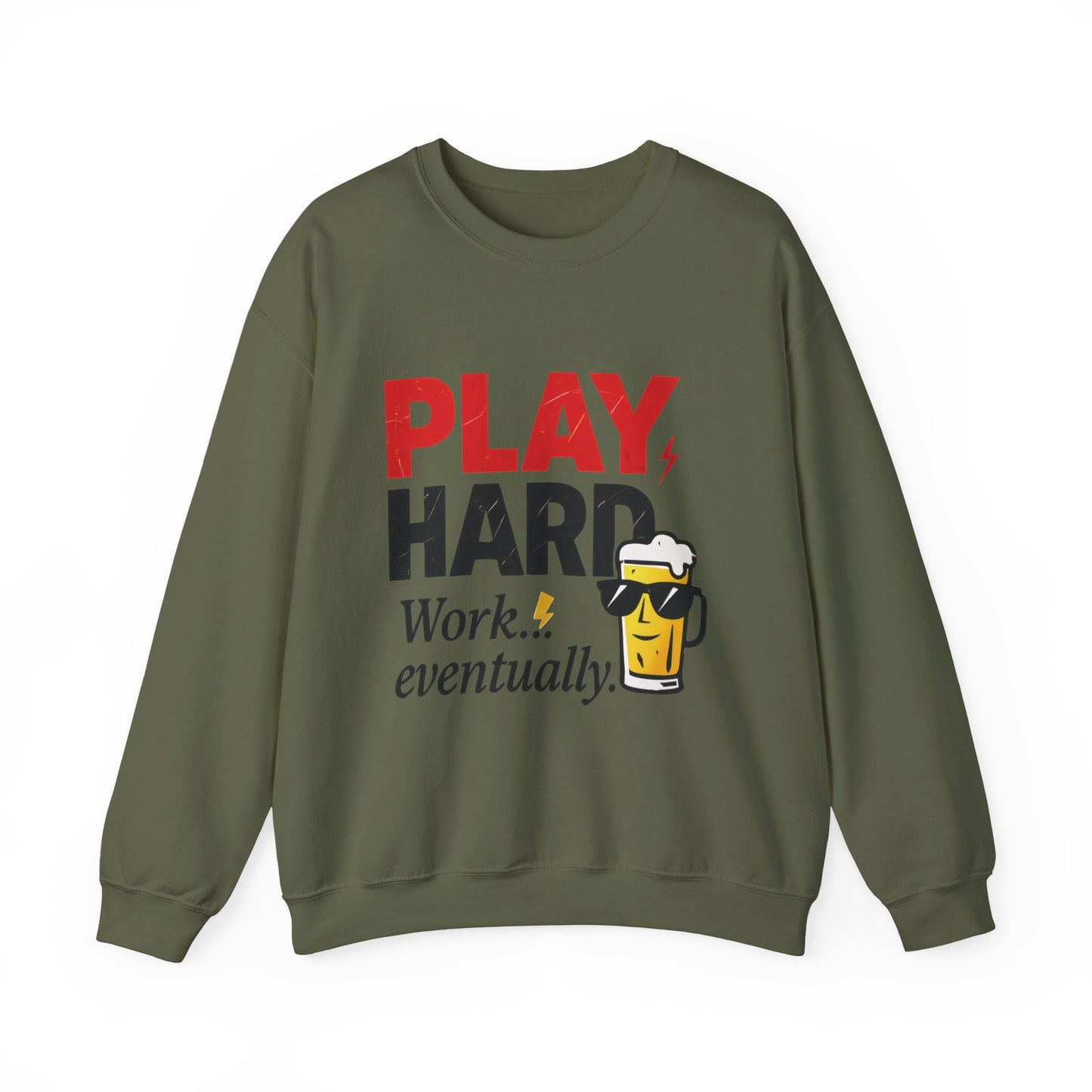 Play Hard Work Eventually Sweatshirt, Funny Mens Crewneck, Casual Gift, Weekend Wear, Holiday Sweater, Cozy Apparel