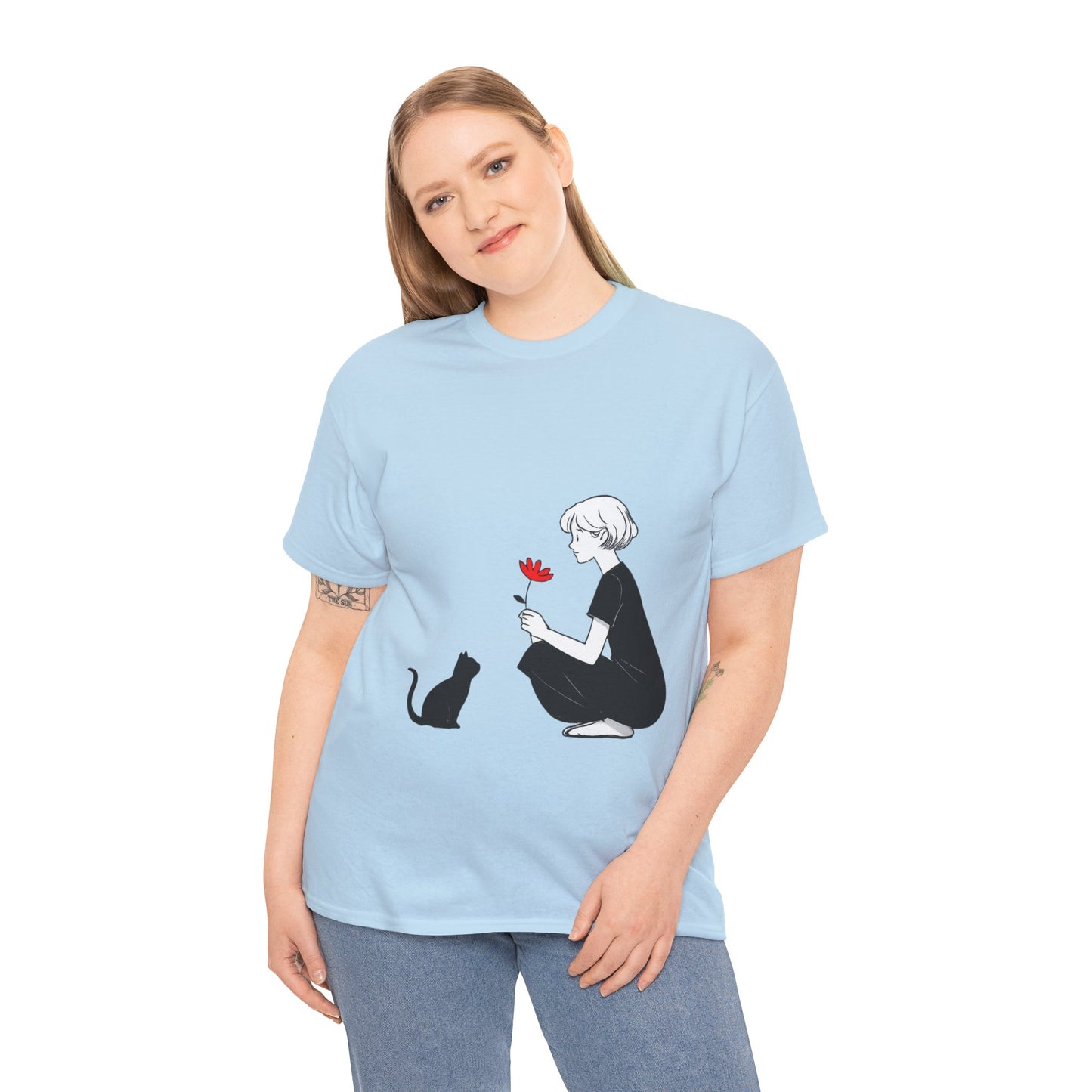 Cat Lover's Heavy Cotton Tee, Cute Cat Shirt, Pet Owner Gift, Animal Lover Apparel, Birthday Gift for Her, Women's Cotton T-Shirt, Cat Lover