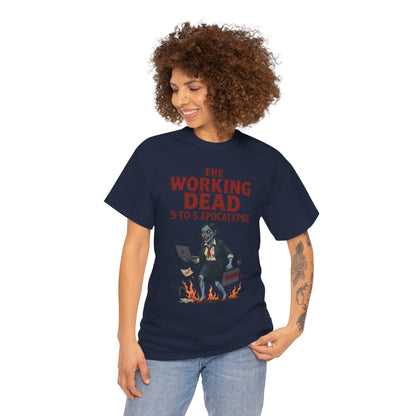 The Working Dead 9-to-5 Apocalypse Women's T-Shirt, Horror Office Zombie Top, Halloween Office Humor