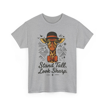 Hipster Giraffe T-Shirt with Hat and Glasses, Whimsical Giraffe Tee, Fun Gift, Cute Graphic Shirt, Unisex Heavy Cotton Tee
