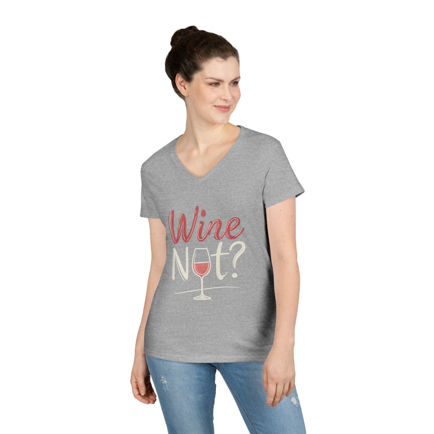 Wine Themed Ladies' V-Neck T-Shirt, Wine Lover Gift, Wine Humor Shirt, Girls Night Party Tee, Wine Pun Graphic Top, Fun Drink Shirt