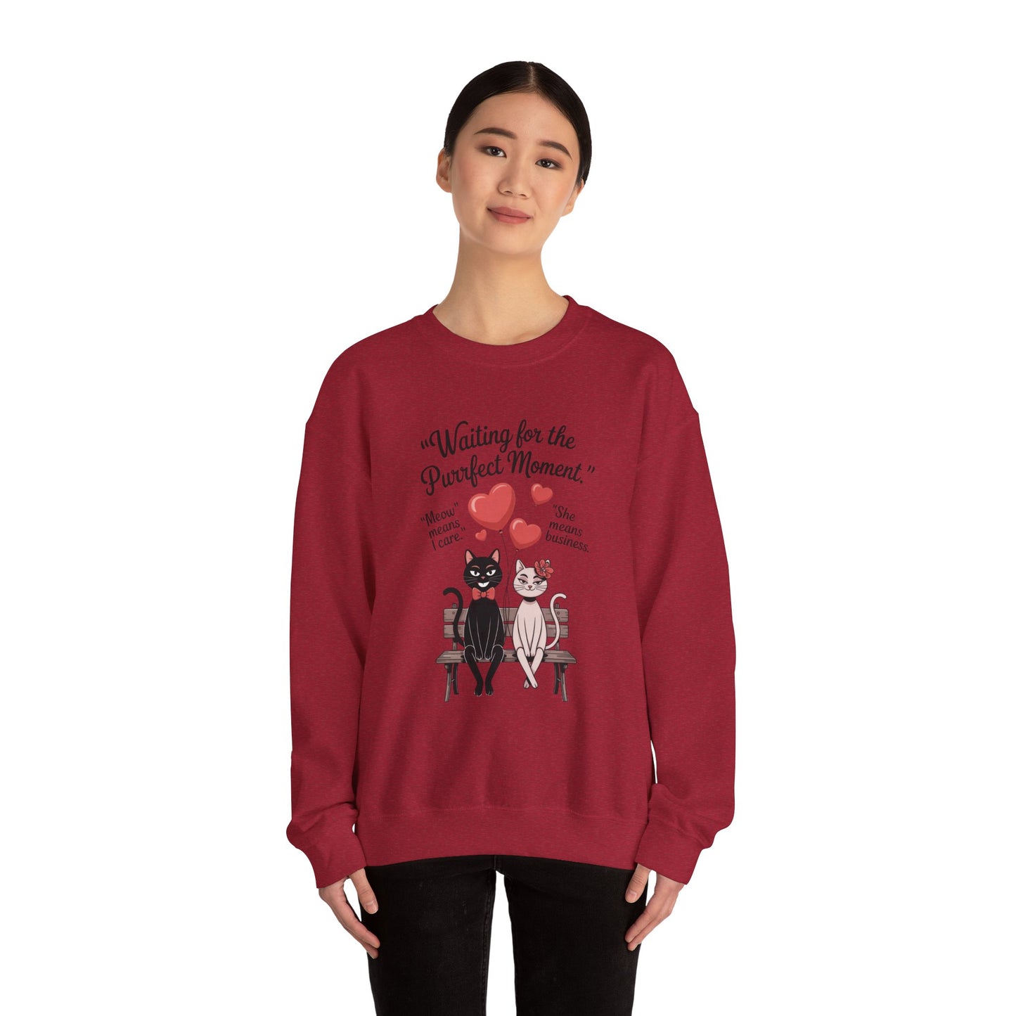 Cute Cat Lovers Womens Sweatshirt, Cozy Gift for Pet Owners, Perfect for Valentine's Day, Animal Lover Apparel, Relaxed Love Sweatshirt