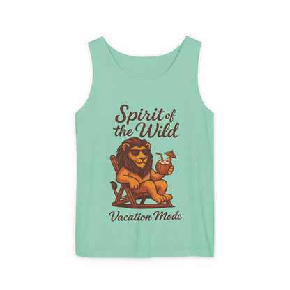 Spirit of the Wild Lion Tank Top - Vacation Mode Funny Summer Sleeveless Shirt for Men, Summer Wear, Graphic Tees, Beach Outfit
