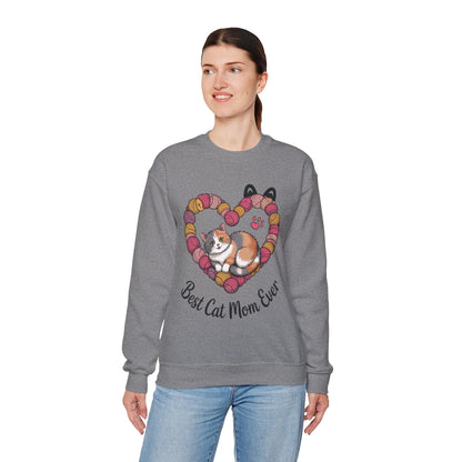 Best Cat Mom Ever Sweatshirt, Cozy Cat Lover Gift, Mother's Day Apparel, Pet Owner Sweatshirt, Cute Gift for Cat Moms, Yarn Themed