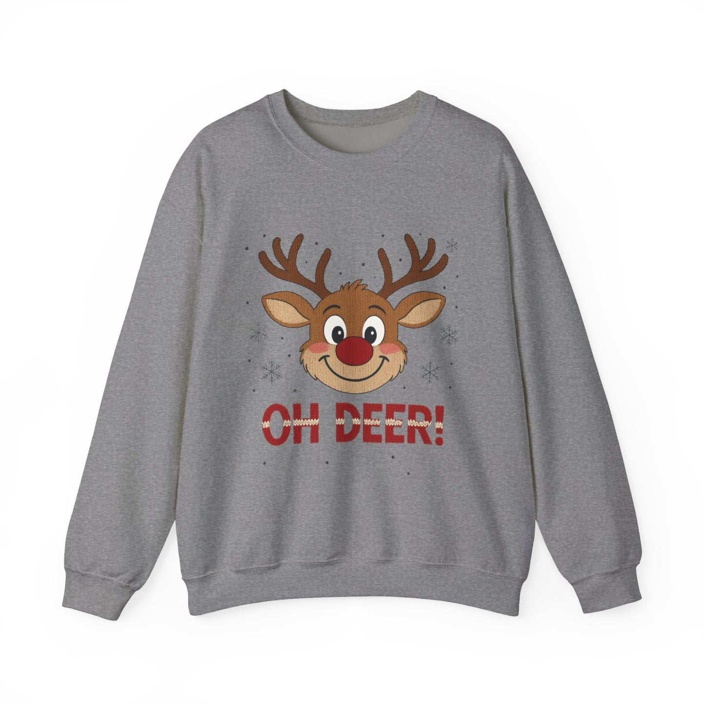 Womens Oh Deer Christmas Sweatshirt, Cute Reindeer Holiday Pullover, Women's Crewneck Sweatshirt