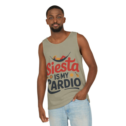 Mens Garment-Dyed Tank Top, Siesta Is My Cardio Funny Mens Tank Top Spain Humor