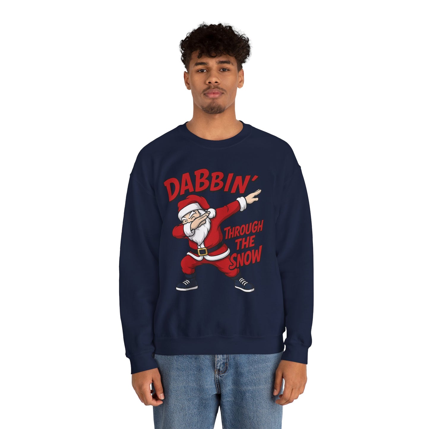 Dabbin Through The Snow Santa Men's Christmas Sweatshirt, Funny Holiday Jumper