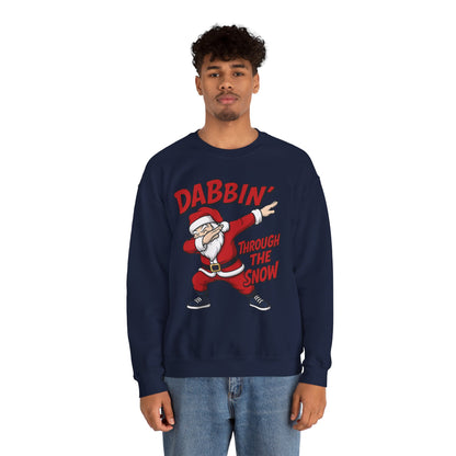 Dabbin Through The Snow Santa Men's Christmas Sweatshirt, Funny Holiday Jumper