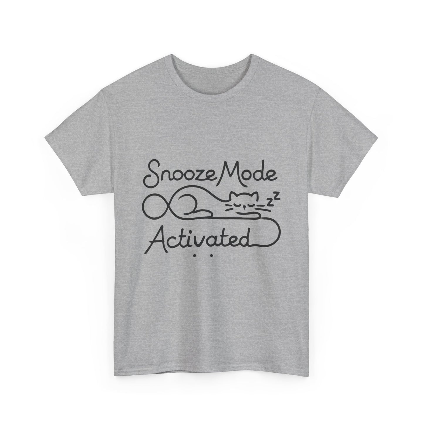 Cotton T-Shirt for Cat Lovers, Funny Sleeping Cat Tee,  Lazy Mood Graphic, Women's Heavy Cotton T-Shirt Gift for Cat Lovers