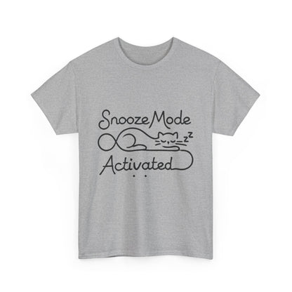 Cotton T-Shirt for Cat Lovers, Funny Sleeping Cat Tee,  Lazy Mood Graphic, Women's Heavy Cotton T-Shirt Gift for Cat Lovers