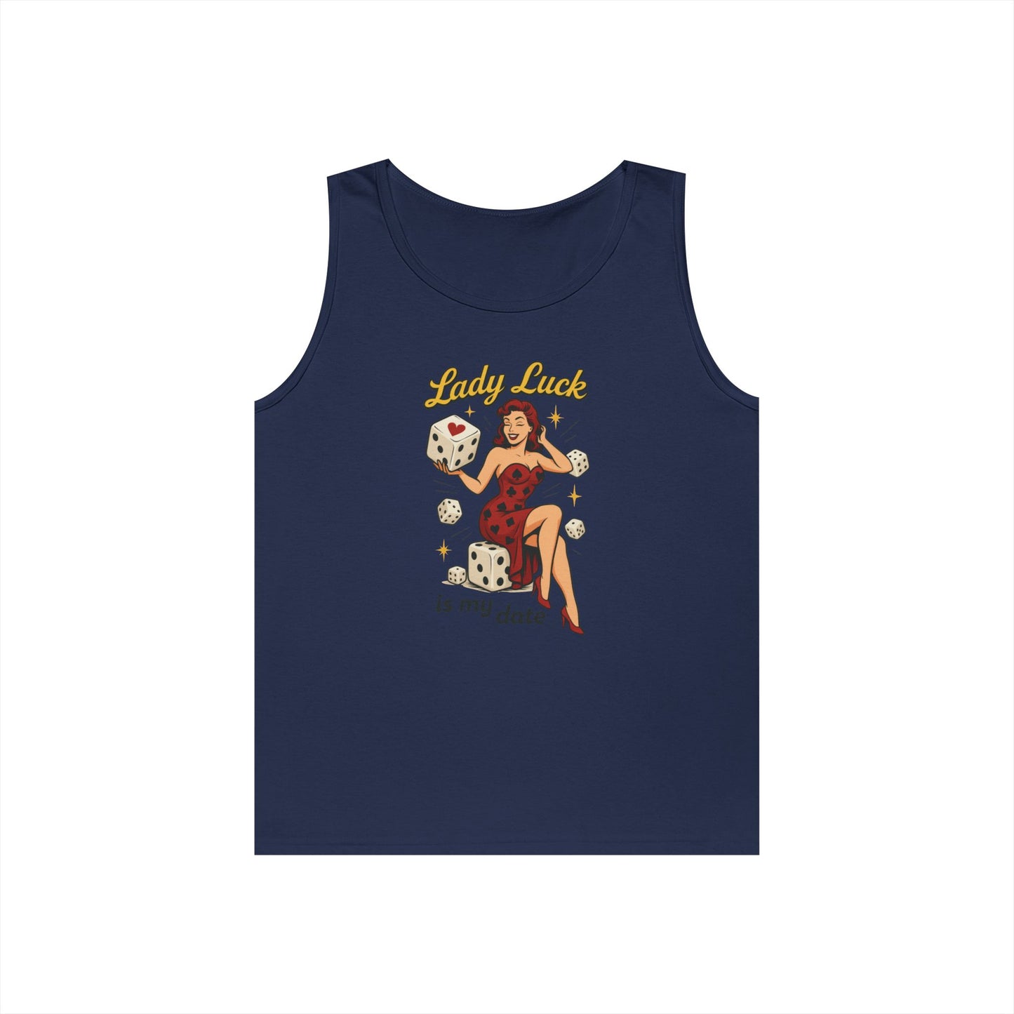 Lucky Me Tank Top, Retro Lady Luck Tee for Men, Gambling & Dice Themed Tee, Vintage Pin-Up Vegas Gift, Good Luck Gifts, for Luck Enthusiasts