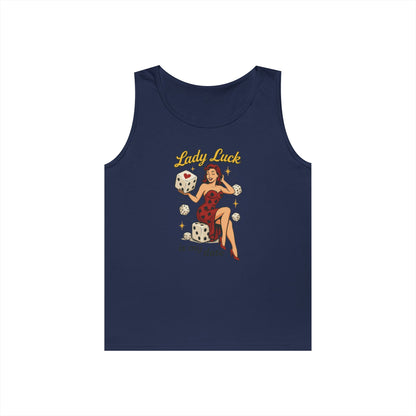 Lucky Me Tank Top, Retro Lady Luck Tee for Men, Gambling & Dice Themed Tee, Vintage Pin-Up Vegas Gift, Good Luck Gifts, for Luck Enthusiasts