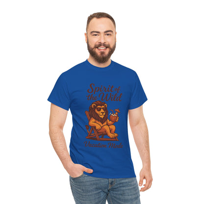 Spirit of the Wild Lion Shirt for Men - Vacation Mode Funny Summer Tee - Relaxed Jungle King Graphic, Vacation Mode, Perfect for Vacations