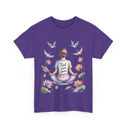 Find Your Inner Peace Womens Heavy Cotton Tee, Motivational Shirt, Meditation Apparel, Relaxation Gift, Casual Wear, Mindfulness Tee