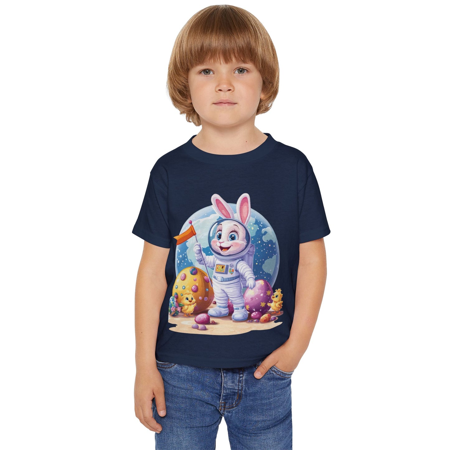 Kids Easter Astronaut Bunny T-Shirt, Space Bunny with Eggs, Galaxy Adventure Tee, Cute Bunny Gift for Boys and Girls, Easter Gift Toddler