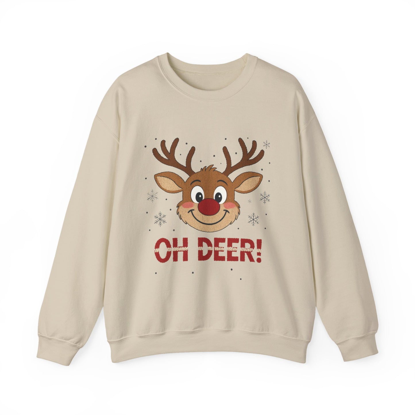Womens Oh Deer Christmas Sweatshirt, Cute Reindeer Holiday Pullover, Women's Crewneck Sweatshirt
