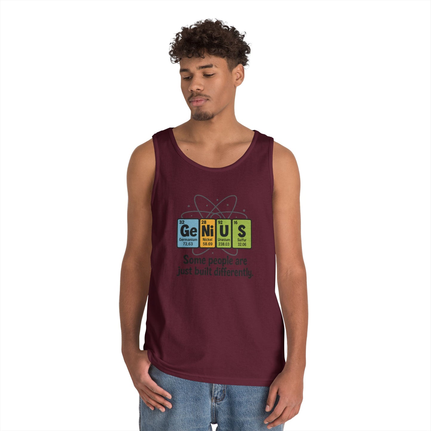 Funny Mens Genius Tank Top, Nerdy Humor Shirt, Periodic Table Shirt, Science Humor Tank, A Funny Gift for Science Lovers, Teachers