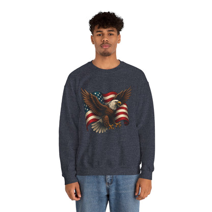 Patriotic Eagle Sweatshirt - Unisex Crewneck, USA Flag Apparel, Memorial Day, Veteran's Day, Independence Day, Gift for Patriots