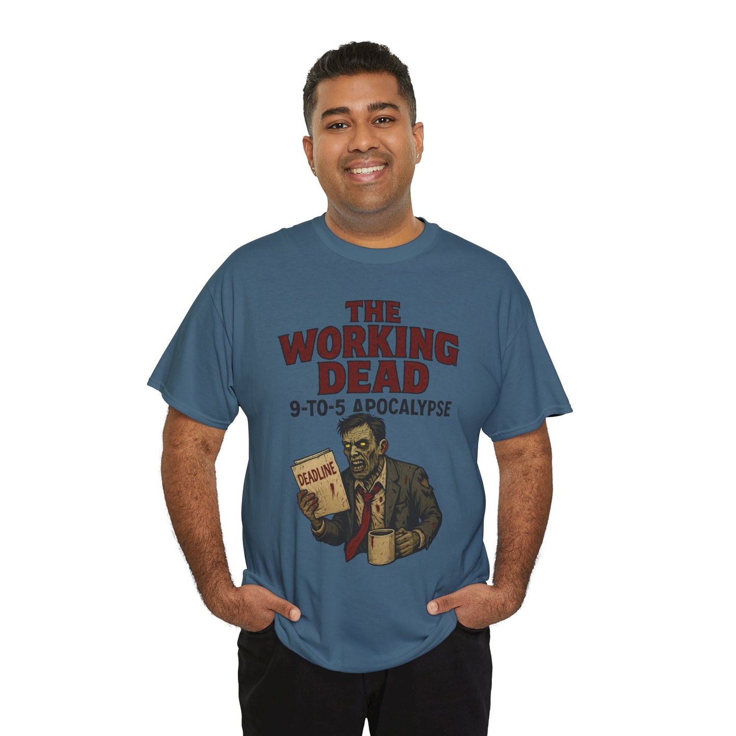 The Working Dead 9-to-5 Apocalypse Men's T-Shirt, Funny Horror Office Zombie Tee, Halloween Zombie Top, Work Humor Sweatshirt