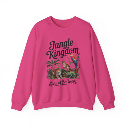 Jungle Kingdom Womens Sweatshirt, Cozy Jungle Crewneck, Nature Lover Gift, Wildlife Artwork, Eco-Conscious Apparel, Animal Enthusiast Clothing
