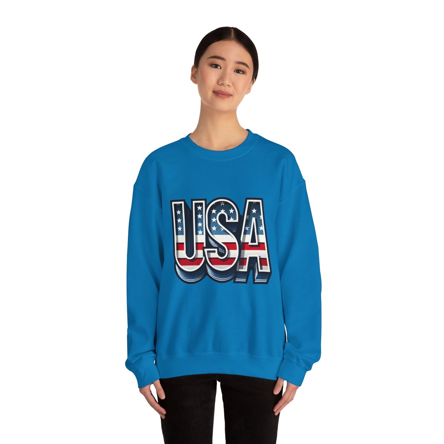 USA Patriotic Crewneck Sweatshirt for All Seasons, Cozy Sweatshirt for Independence Day, Casual Wear, Gift for Friends and Family
