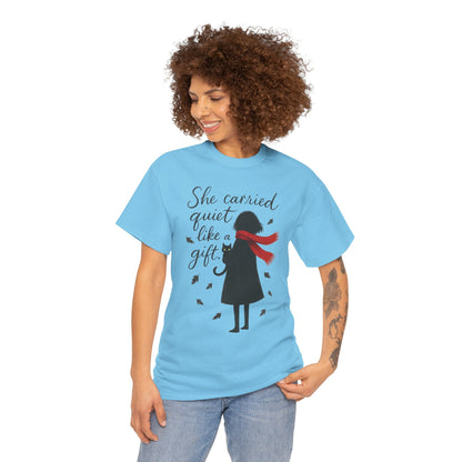 Cat Lover Womens T-Shirt, Whimsical Hand-Drawn Illustration Tee, Artistic Minimalist Gift for and Introverts, Cute Animal Apparel