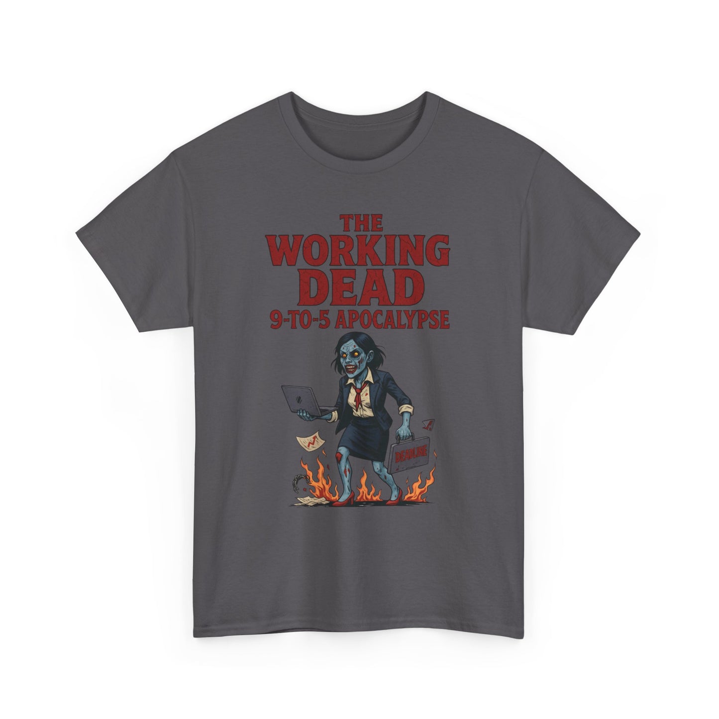 The Working Dead 9-to-5 Apocalypse Women's T-Shirt, Horror Office Zombie Top, Halloween Office Humor