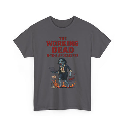 The Working Dead 9-to-5 Apocalypse Women's T-Shirt, Horror Office Zombie Top, Halloween Office Humor