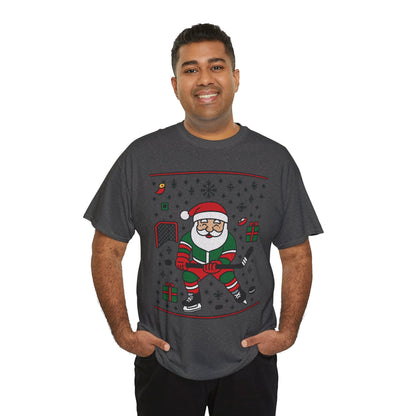 Hockey Santa Men's Christmas T-Shirt, Funny Sports Holiday Tee