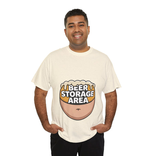 Funny Beer Belly T-Shirt, Beer Storage Area Graphic Tee for Men, Dad Bod Humor Shirt, Beer Lovers Gift, Drinking Gift, Party Apparel