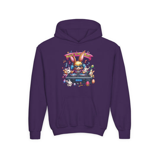 DJ Bunny Easter Hoodie for Kids - Fun Music Bunny Graphic, Hoppin' to the Beat Design, Cool Spring Sweatshirt, Easter Gift for Youth