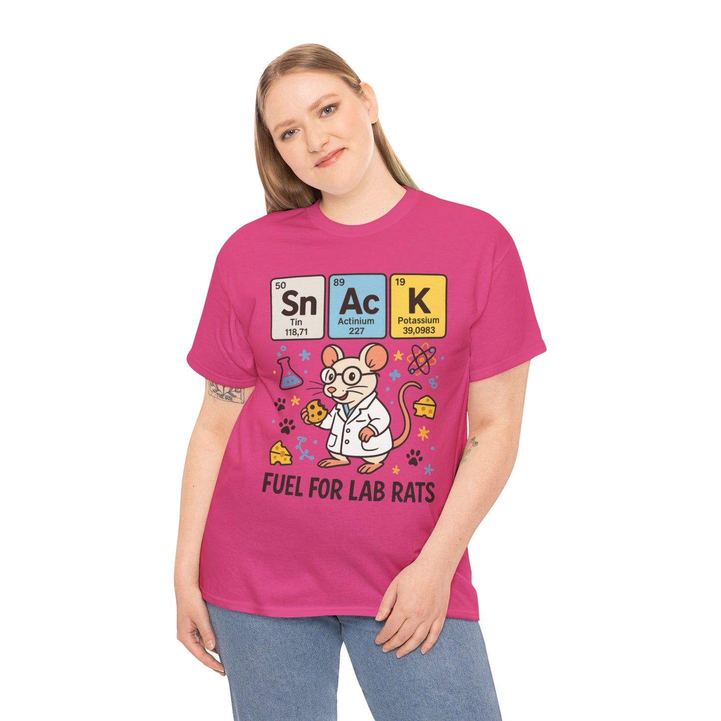 Funny Womens Science T-Shirt,Periodic Table Tee, Fuel for Lab Rats Nerdy Shirt, Gifts for STEM Lovers, Quirky Science Apparel