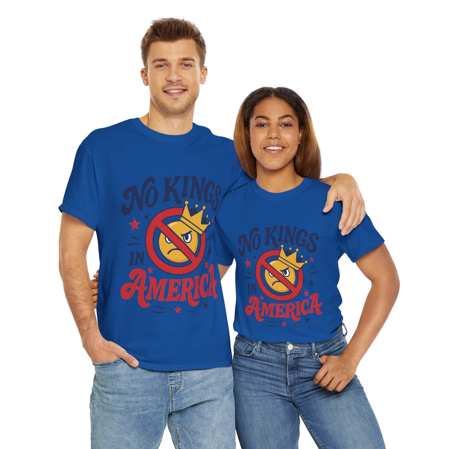 No Kings in America Unisex T-Shirt - Funny Patriotic Anti Monarchy Tee - 4th of July USA Shirt, Political Rallies, Statement Wear